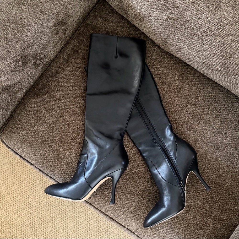 Via Spiga Black Heeled Knee-High Boots Size 8.5